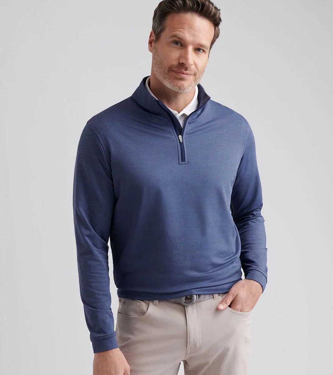 Peter Millar Perth Melange Performance Quarter-Zip Golf Pullovers